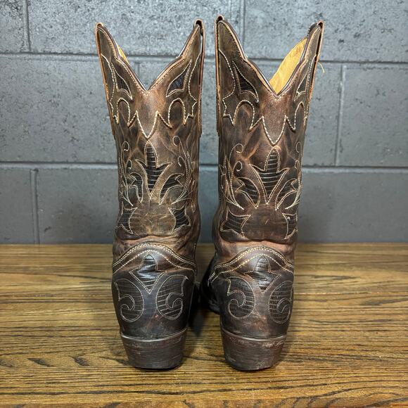 JB Dillon Women’s 10B Cowboy Boots Brown Leather Western Boots Made in Mexico - Picture 4 of 9